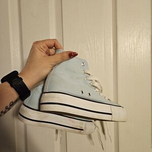 Light Blue High-Top Sneakers